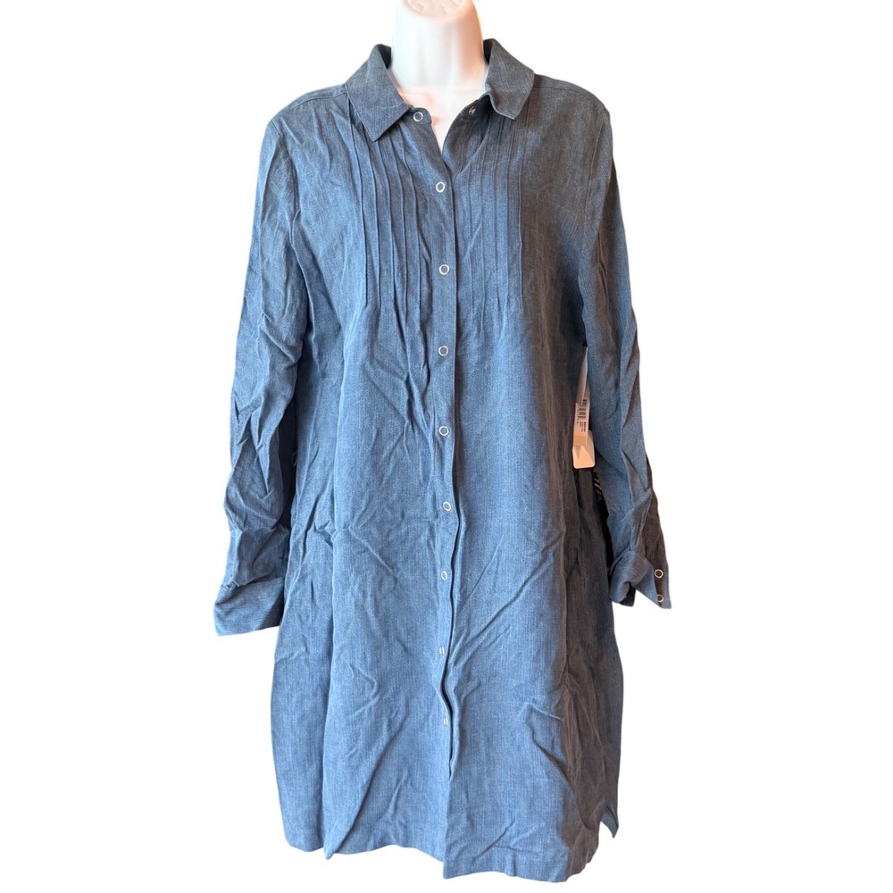 Madison Hill New York Chambray Shirt Dress Blue Tencel Size Large NWT‎